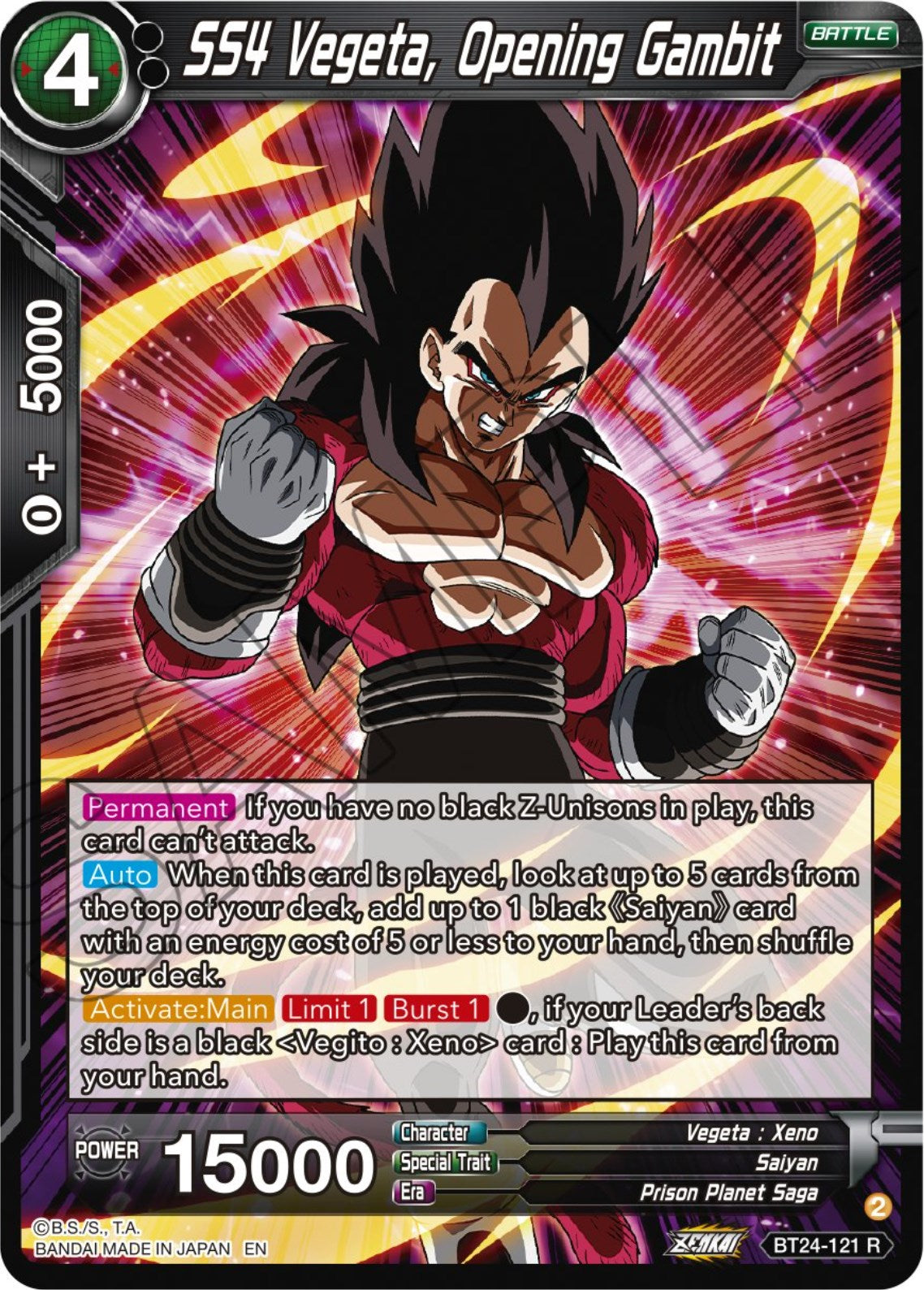 SS4 Vegeta, Opening Gambit (BT24-121) [Beyond Generations] | Good Games Adelaide SA