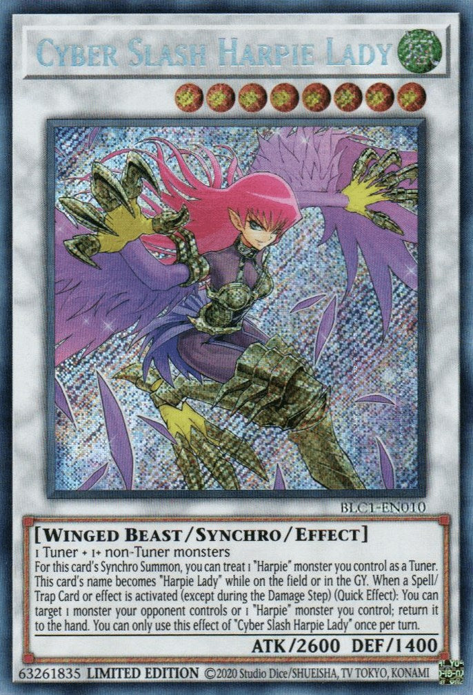 Cyber Slash Harpie Lady [BLC1-EN010] Secret Rare | Good Games Adelaide SA
