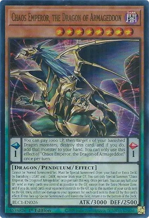 Chaos Emperor, the Dragon of Armageddon [BLC1-EN026] Ultra Rare | Good Games Adelaide SA