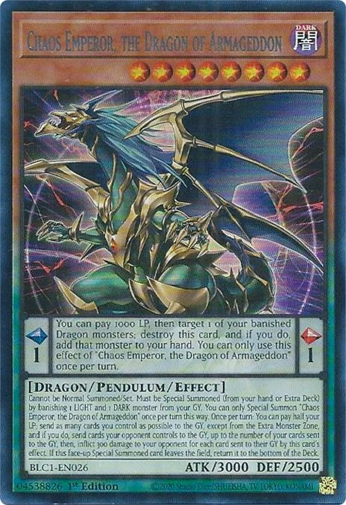 Chaos Emperor, the Dragon of Armageddon (Silver) [BLC1-EN026] Ultra Rare | Good Games Adelaide SA