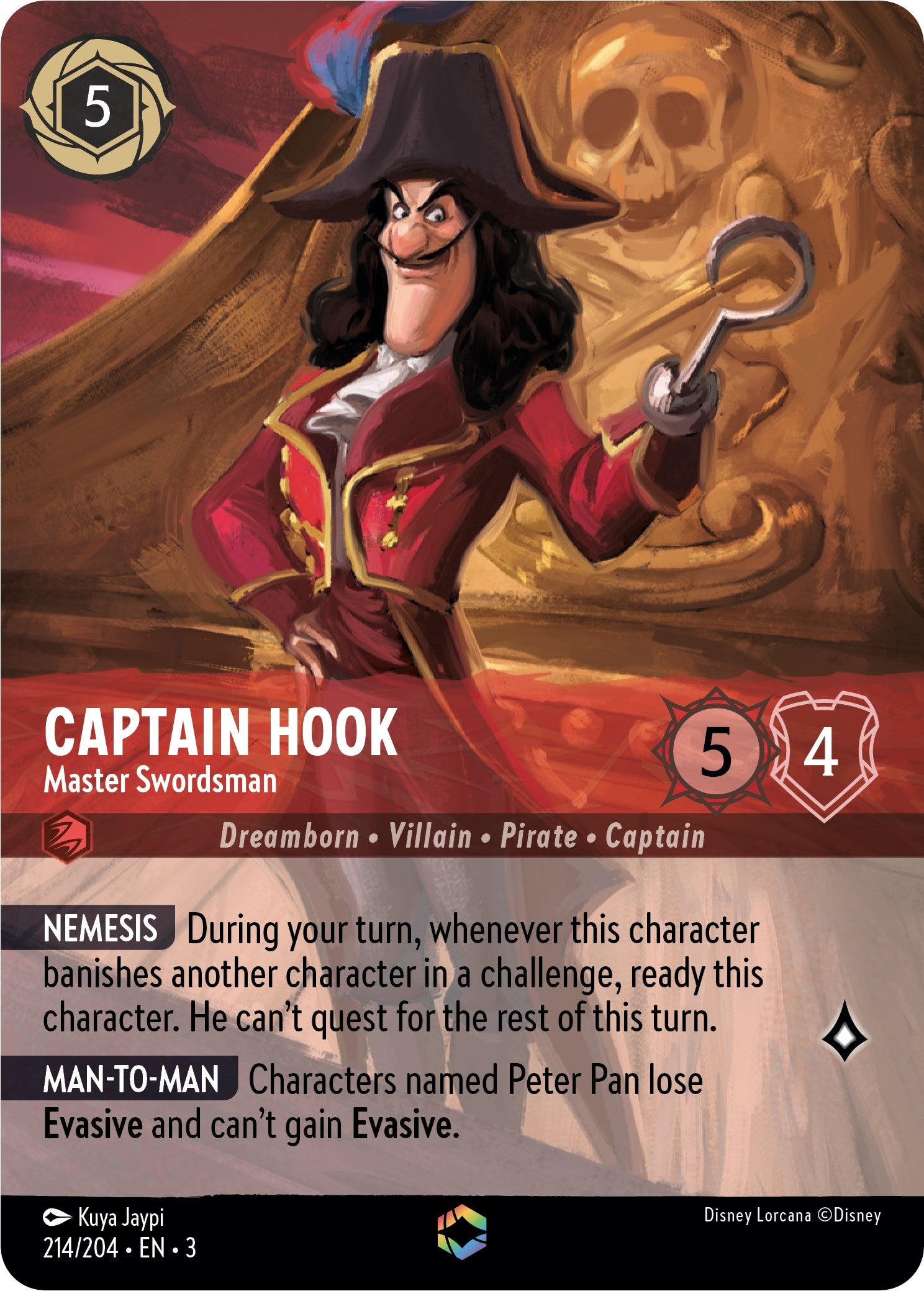 Captain Hook - Master Swordsman (Enchanted) (214/204) [Into the Inklands] | Good Games Adelaide SA