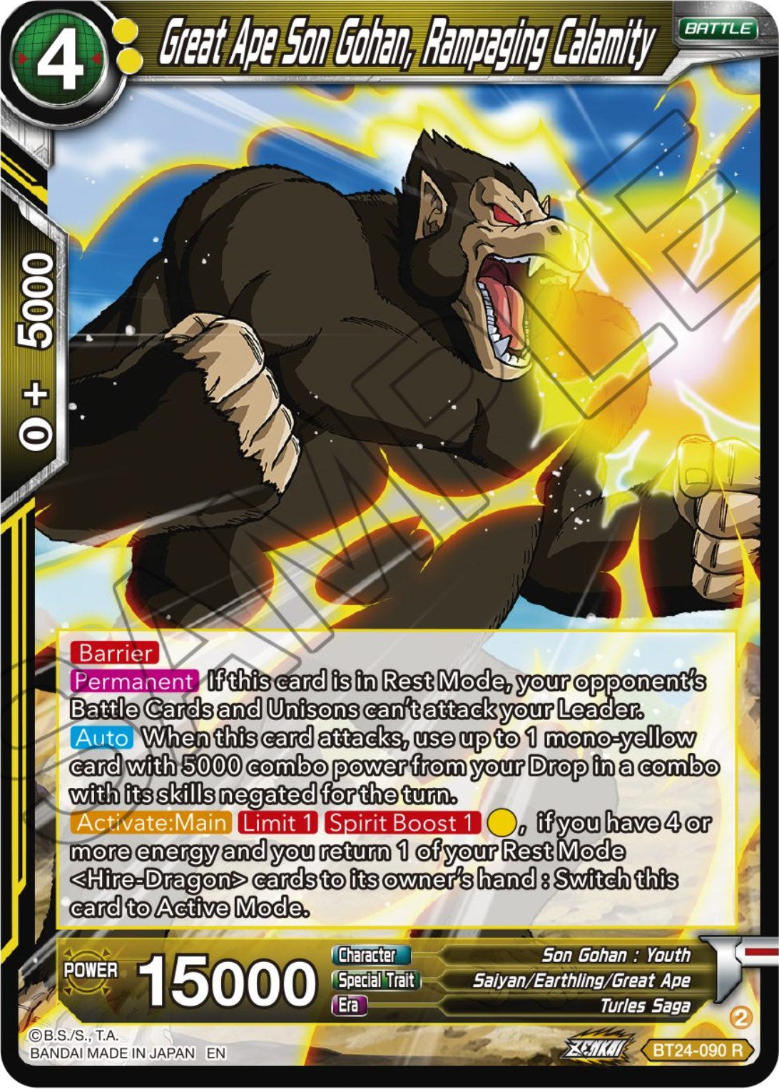 Great Ape Son Gohan, Rampaging Calamity (BT24-090) [Beyond Generations] | Good Games Adelaide SA
