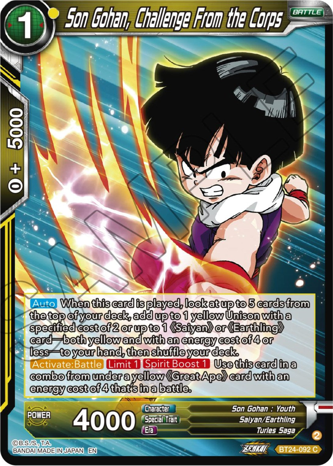 Son Gohan, Challenge From the Corps (BT24-092) [Beyond Generations] | Good Games Adelaide SA