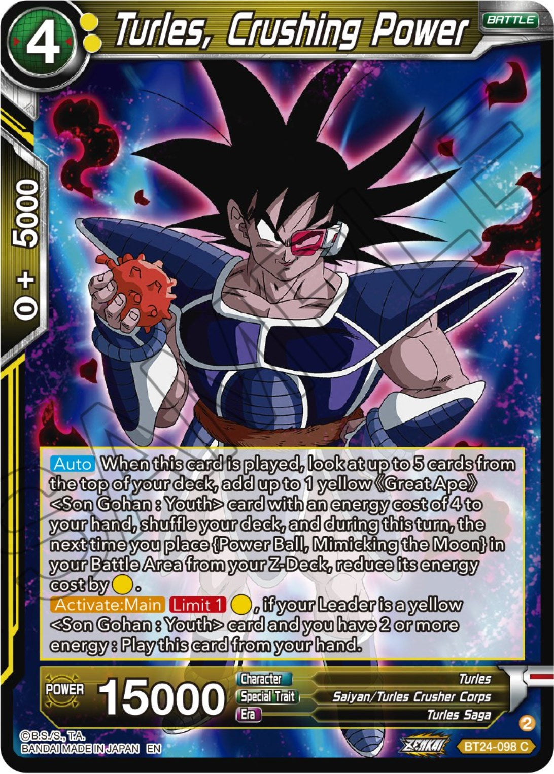Turles, Crushing Power (BT24-098) [Beyond Generations] | Good Games Adelaide SA