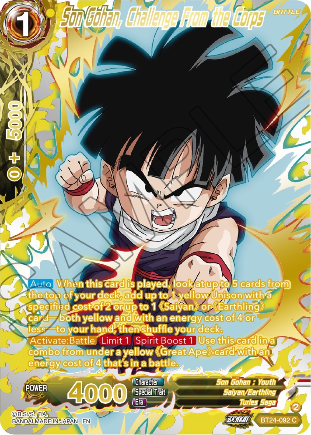 Son Gohan, Challenge From the Corps (Collector Booster) (BT24-092) [Beyond Generations] | Good Games Adelaide SA