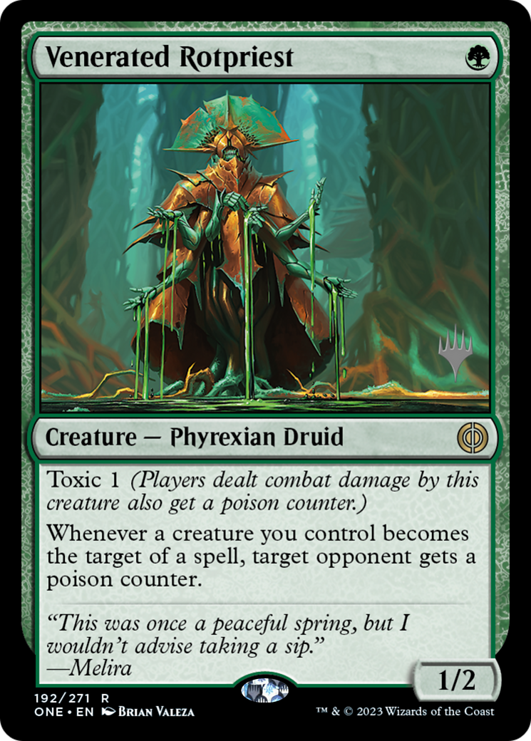 Venerated Rotpriest (Promo Pack) [Phyrexia: All Will Be One Promos] | Good Games Adelaide SA