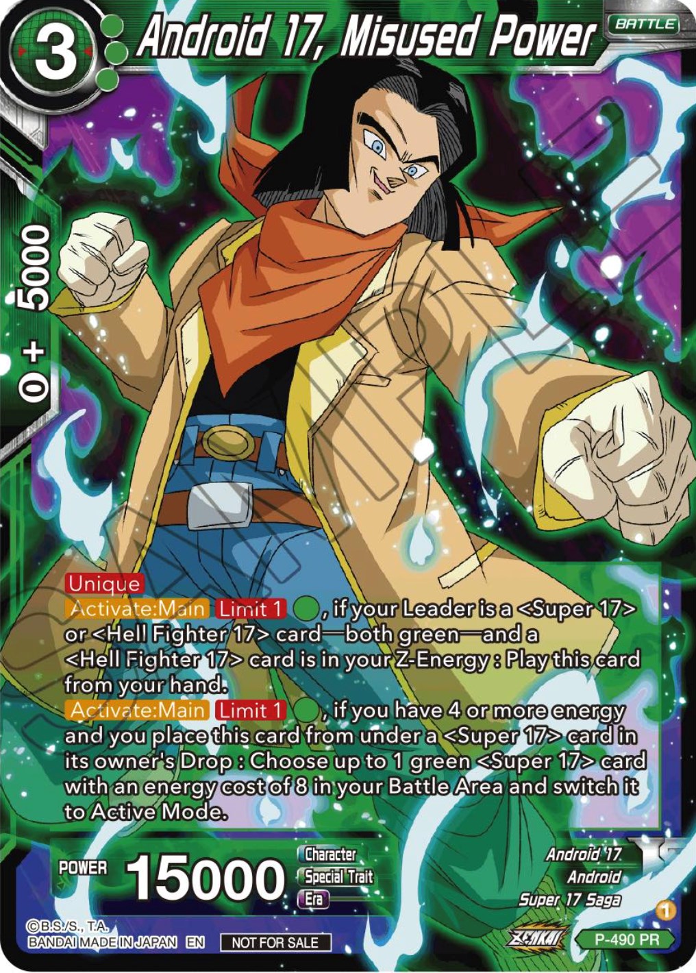 Android 17, Misused Power (Zenkai Series Tournament Pack Vol.3) (P-490) [Tournament Promotion Cards] | Good Games Adelaide SA