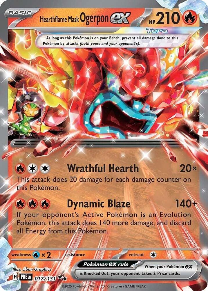 Hearthflame Mask Ogerpon ex (017/131) [Scarlet & Violet: Prismatic Evolutions] | Good Games Adelaide SA
