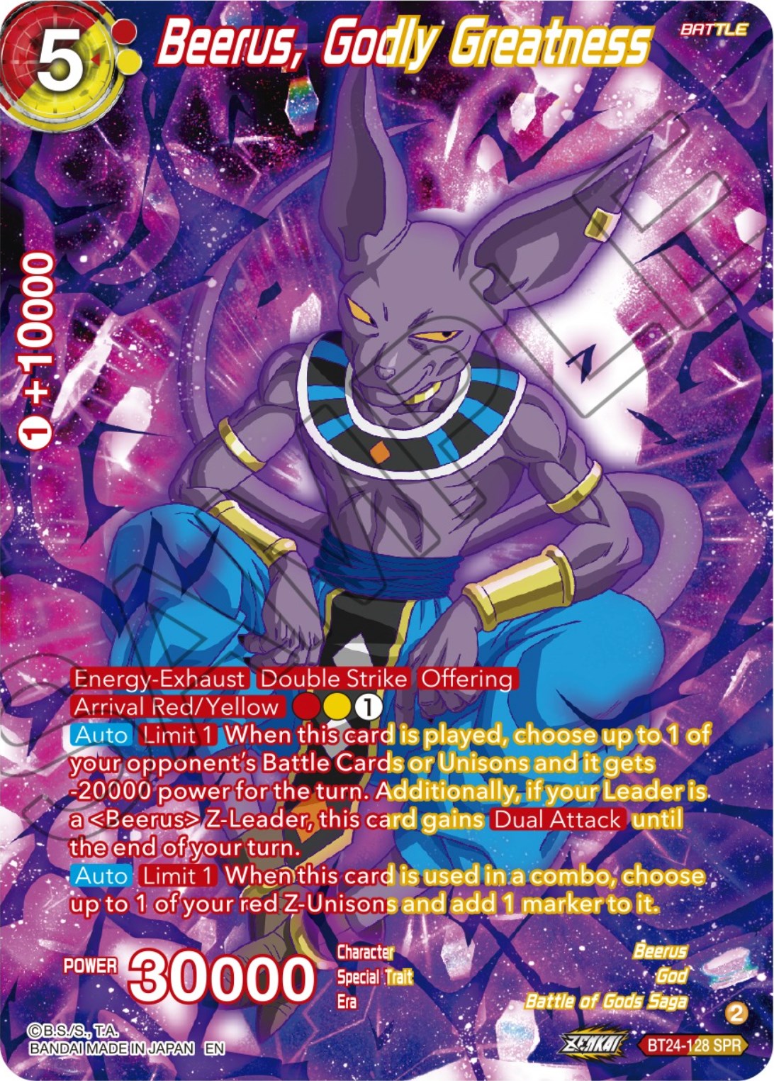 Beerus, Godly Greatness (SPR) (BT24-128) [Beyond Generations] | Good Games Adelaide SA