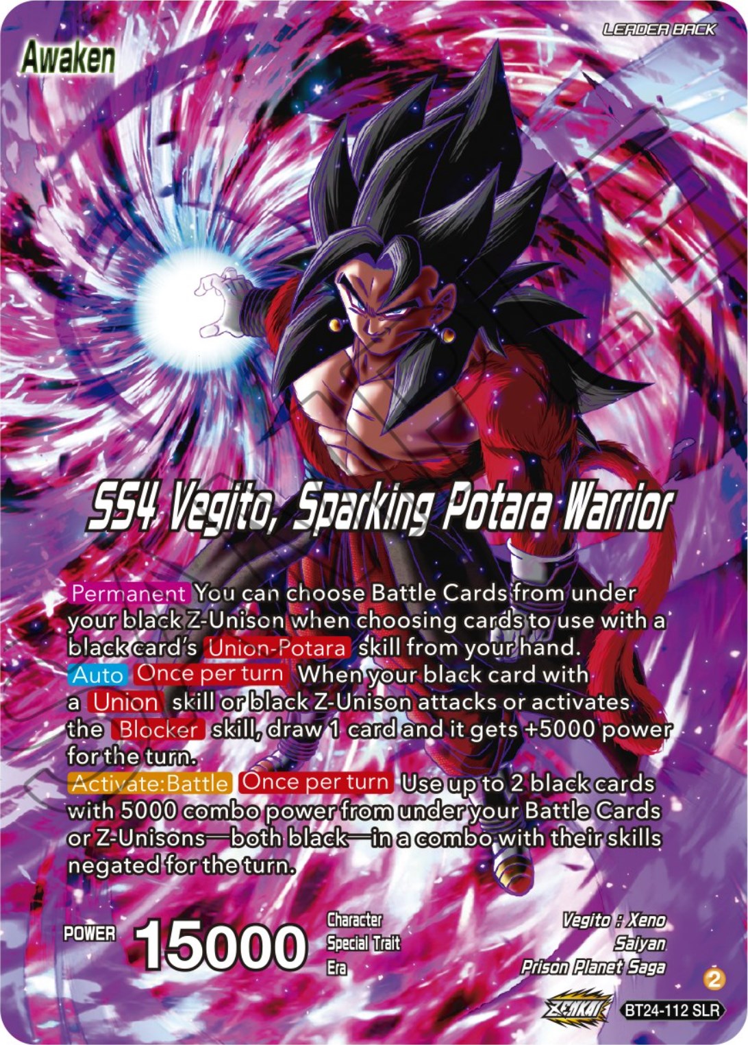 SS4 Son Goku & SS4 Vegeta // SS4 Vegito, Sparking Potara Warrior (SLR) (BT24-112) [Beyond Generations] | Good Games Adelaide SA
