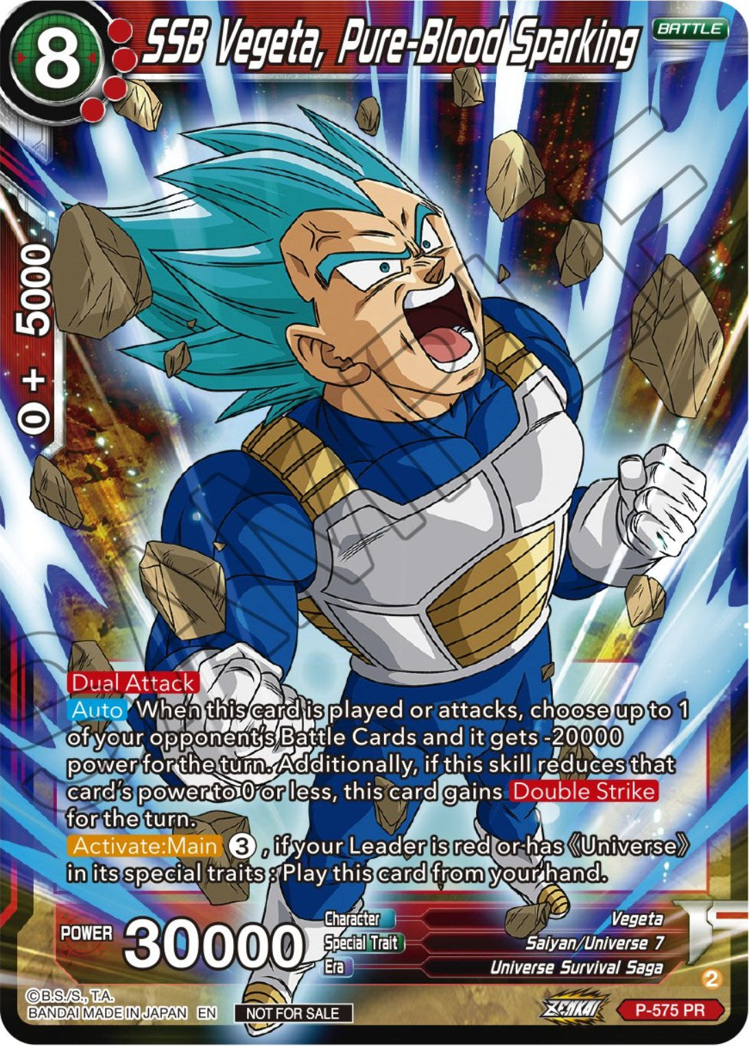 SSB Vegeta, Pure-Blood Sparking (Zenkai Series Tournament Pack Vol.7) (P-575) [Tournament Promotion Cards] | Good Games Adelaide SA