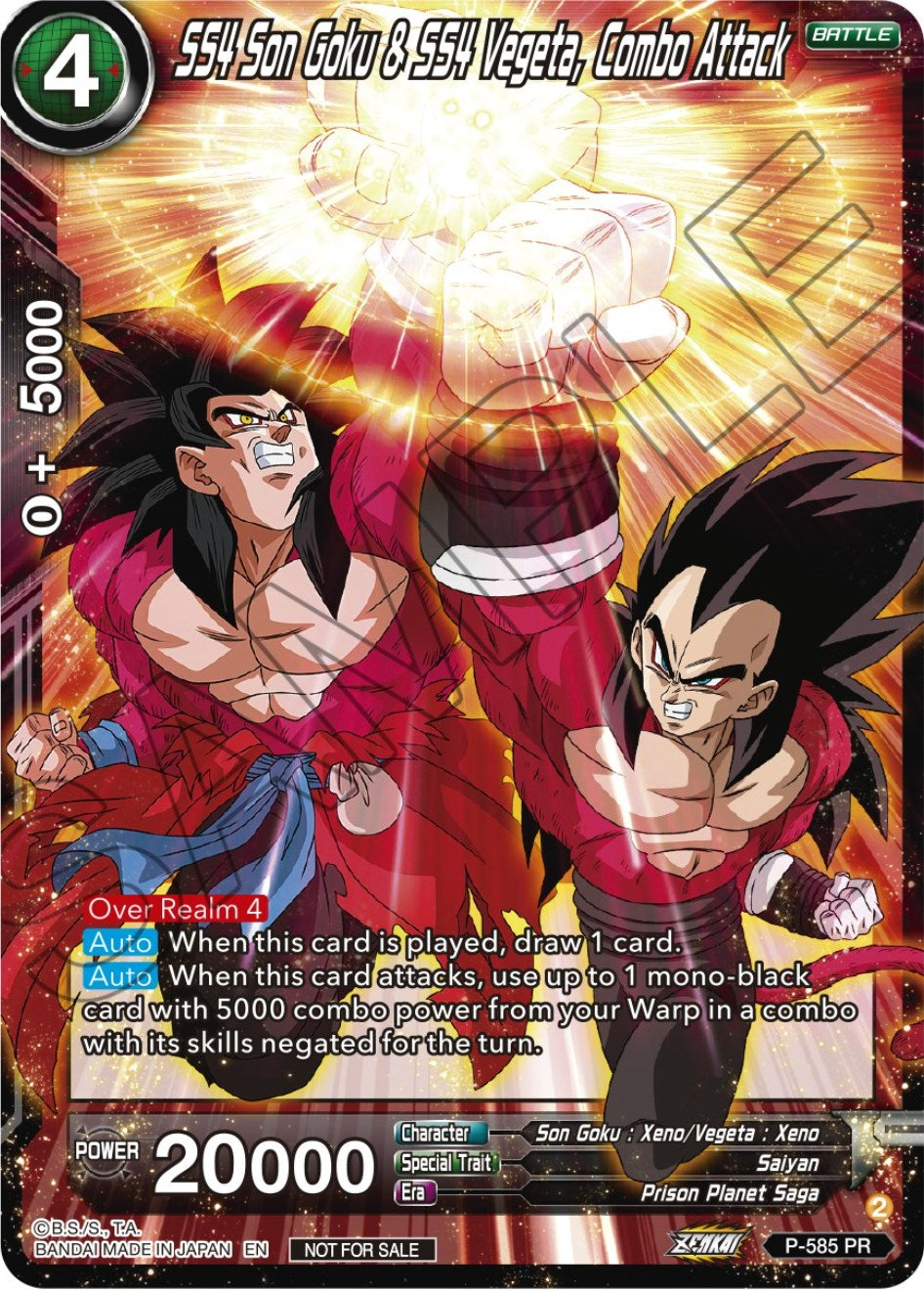 SS4 Son Goku & SS4 Vegeta, Combo Attack (Zenkai Series Tournament Pack Vol.7) (P-585) [Tournament Promotion Cards] | Good Games Adelaide SA
