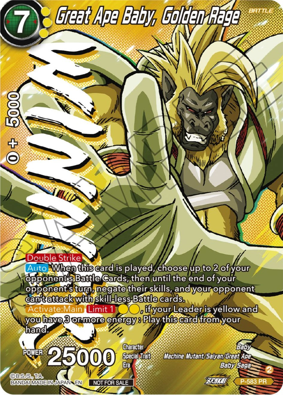 Great Ape Baby, Golden Rage (Zenkai Series Tournament Pack Vol.7) (Winner) (P-583) [Tournament Promotion Cards] | Good Games Adelaide SA