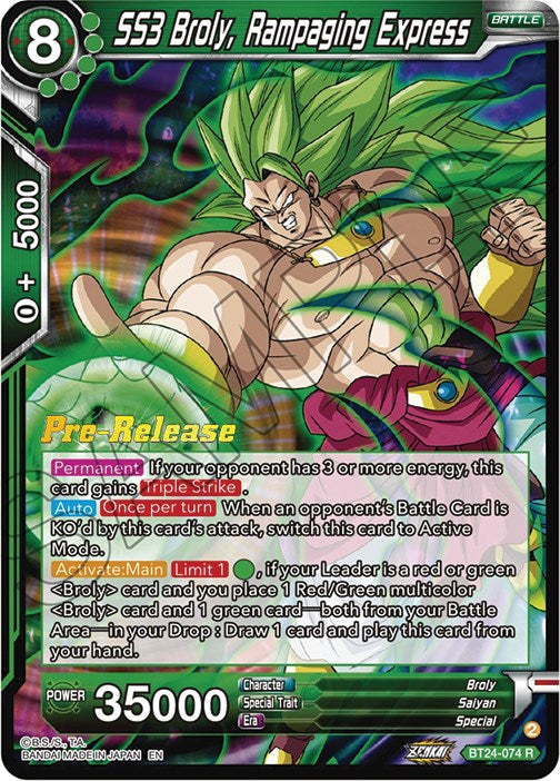 SS3 Broly, Rampaging Express (BT24-074) [Beyond Generations Prerelease Promos] | Good Games Adelaide SA