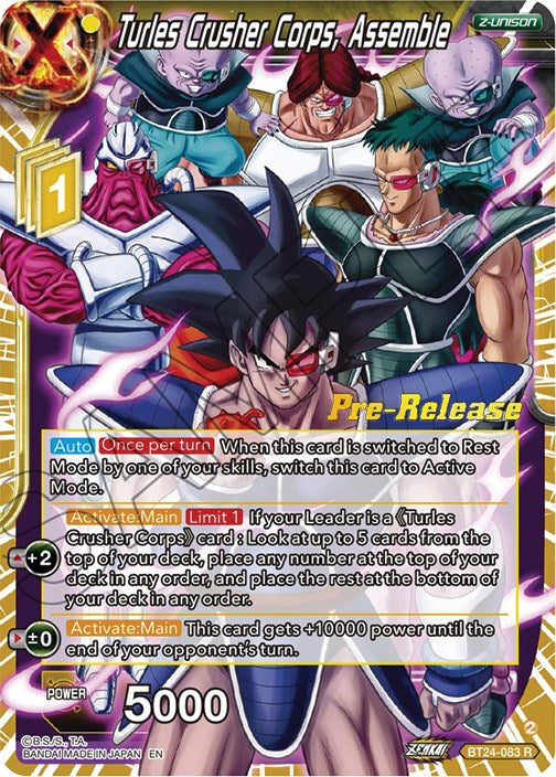 Turles Crusher Corps, Assemble (BT24-083) [Beyond Generations Prerelease Promos] | Good Games Adelaide SA