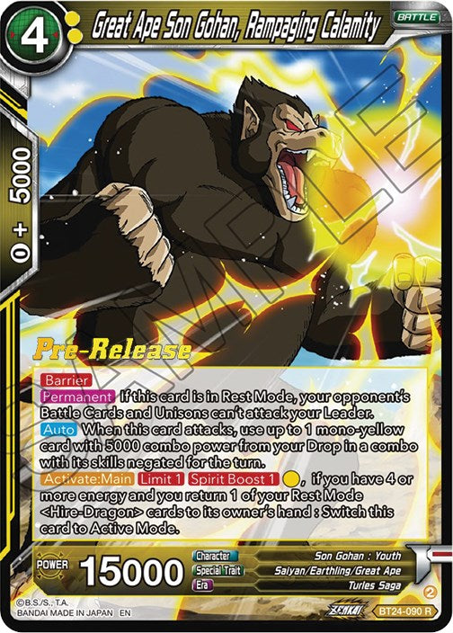 Great Ape Son Gohan, Rampaging Calamity (BT24-090) [Beyond Generations Prerelease Promos] | Good Games Adelaide SA