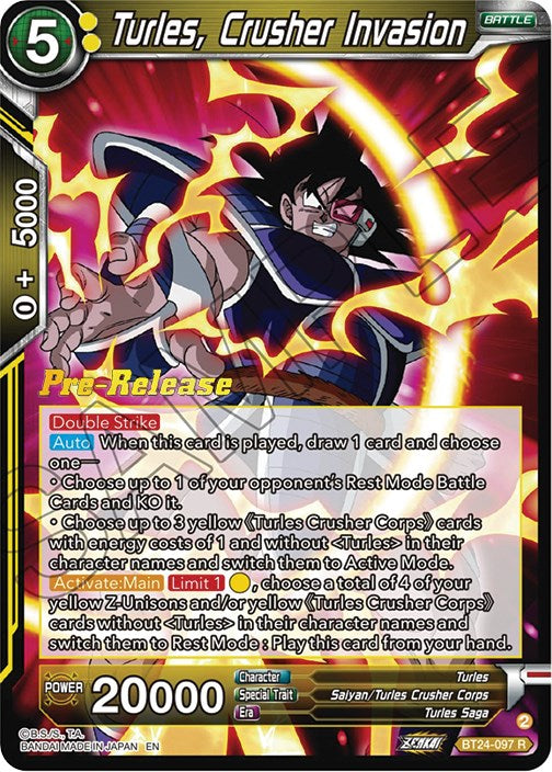 Turles, Crusher Invasion (BT24-097) [Beyond Generations Prerelease Promos] | Good Games Adelaide SA