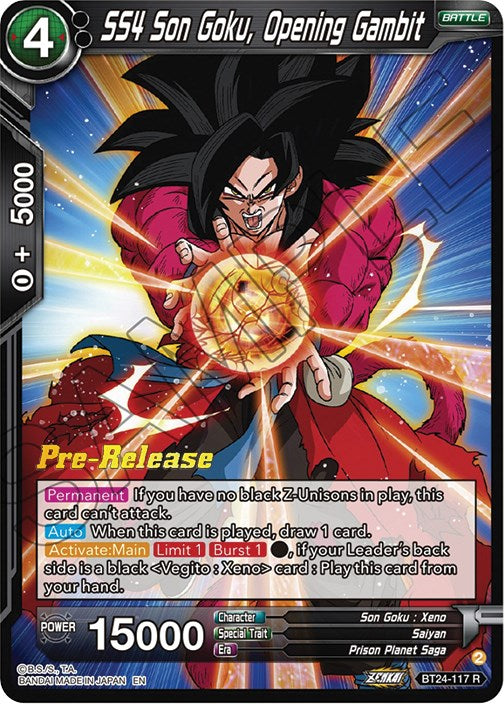 SS4 Son Goku, Opening Gambit (BT24-117) [Beyond Generations Prerelease Promos] | Good Games Adelaide SA