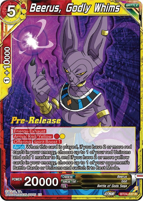 Beerus, Godly Whims (BT24-127) [Beyond Generations Prerelease Promos] | Good Games Adelaide SA