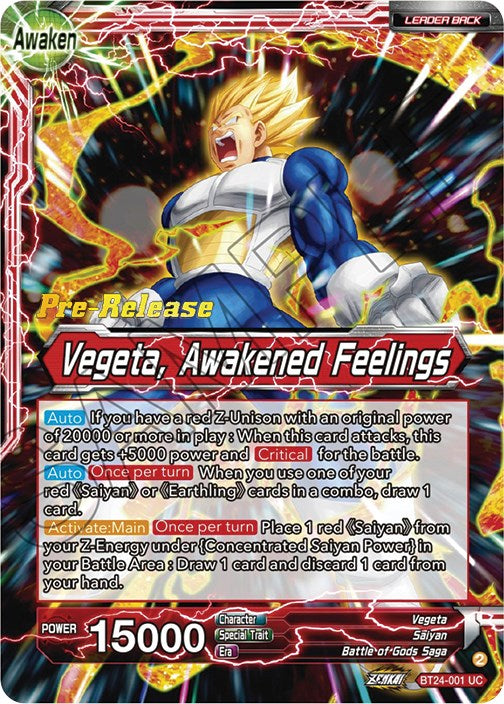 Vegeta // Vegeta, Awakened Feelings (BT24-001) [Beyond Generations Prerelease Promos] | Good Games Adelaide SA