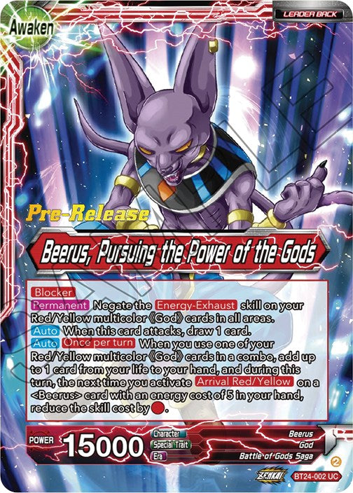 Beerus // Beerus, Pursuing the Power of the Gods (BT24-002) [Beyond Generations Prerelease Promos] | Good Games Adelaide SA