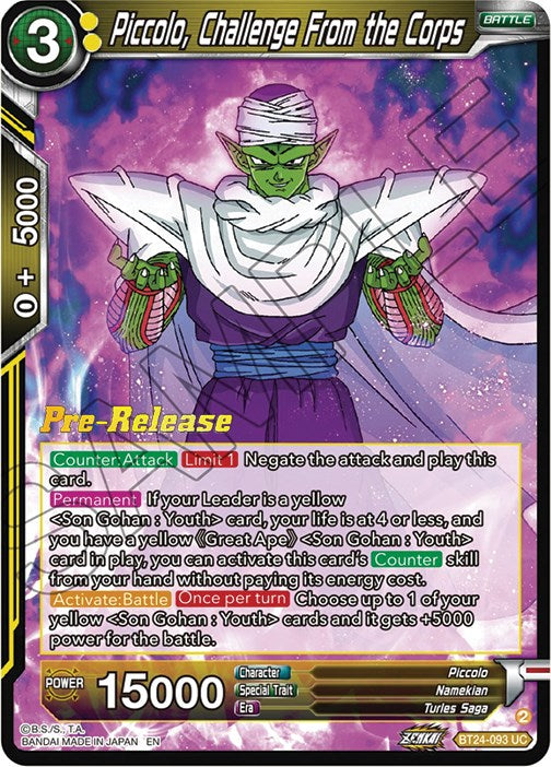 Piccolo, Challenge From the Corps (BT24-093) [Beyond Generations Prerelease Promos] | Good Games Adelaide SA