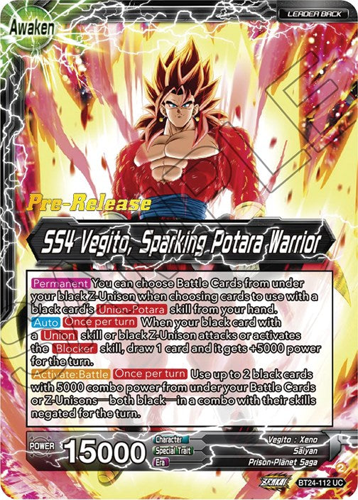 SS4 Son Goku & SS4 Vegeta // SS4 Vegito, Sparking Potara Warrior (BT24-112) [Beyond Generations Prerelease Promos] | Good Games Adelaide SA