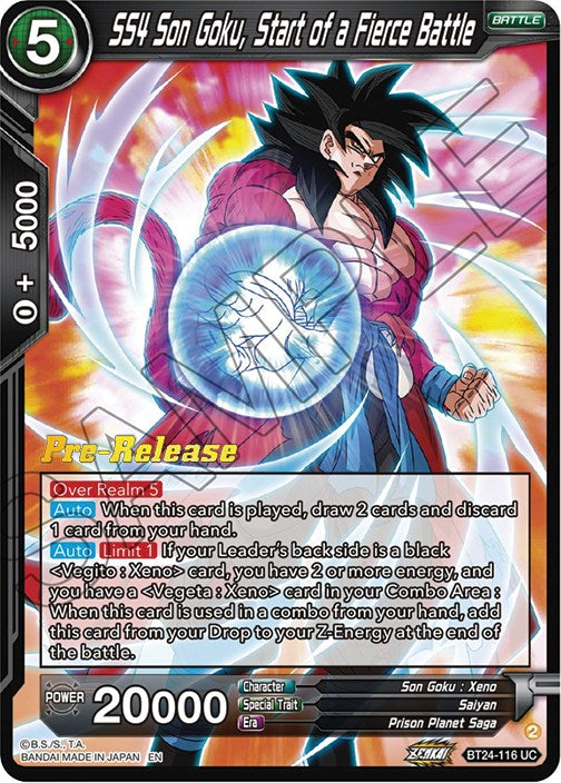 SS4 Son Goku, Start of a Fierce Battle (BT24-116) [Beyond Generations Prerelease Promos] | Good Games Adelaide SA