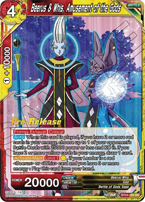 Beerus & Whis, Amusement of the Gods (BT24-131) [Beyond Generations Prerelease Promos] | Good Games Adelaide SA