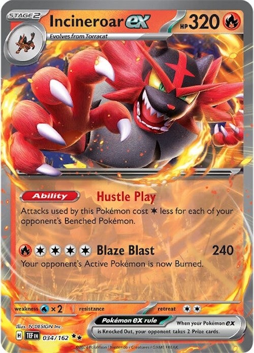 Incineroar ex (034/162) [Scarlet & Violet: Temporal Forces] | Good Games Adelaide SA