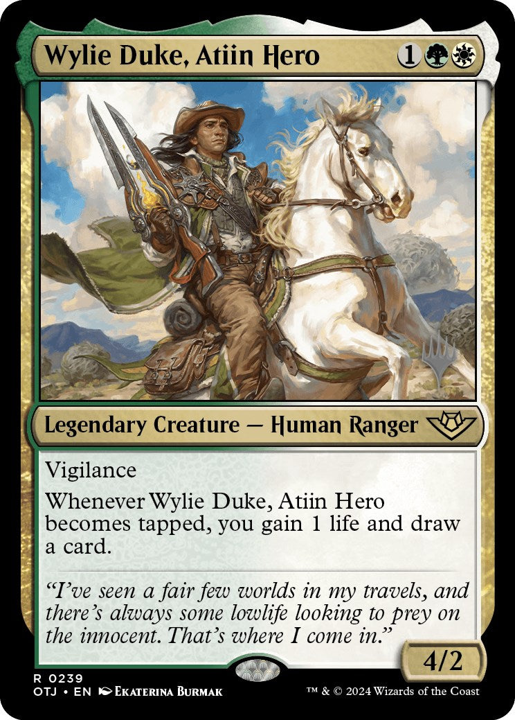 Wylie Duke, Atiin Hero (Promo Pack) [Outlaws of Thunder Junction Promos] | Good Games Adelaide SA