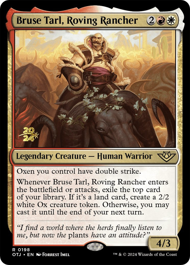 Bruse Tarl, Roving Rancher [Outlaws of Thunder Junction Prerelease Promos] | Good Games Adelaide SA