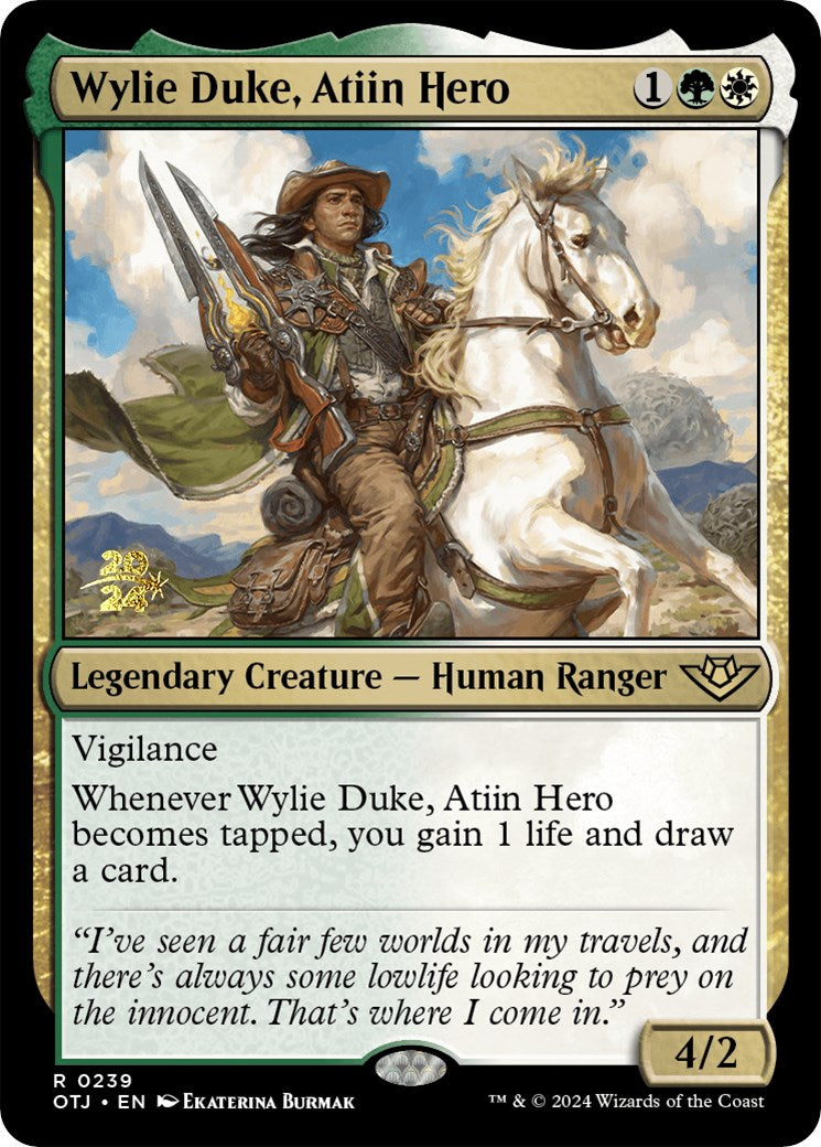 Wylie Duke, Atiin Hero [Outlaws of Thunder Junction Prerelease Promos] | Good Games Adelaide SA
