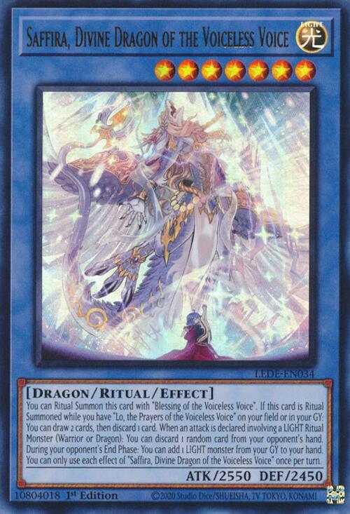 Saffira, Divine Dragon of the Voiceless Voice [LEDE-EN034] Ultra Rare | Good Games Adelaide SA