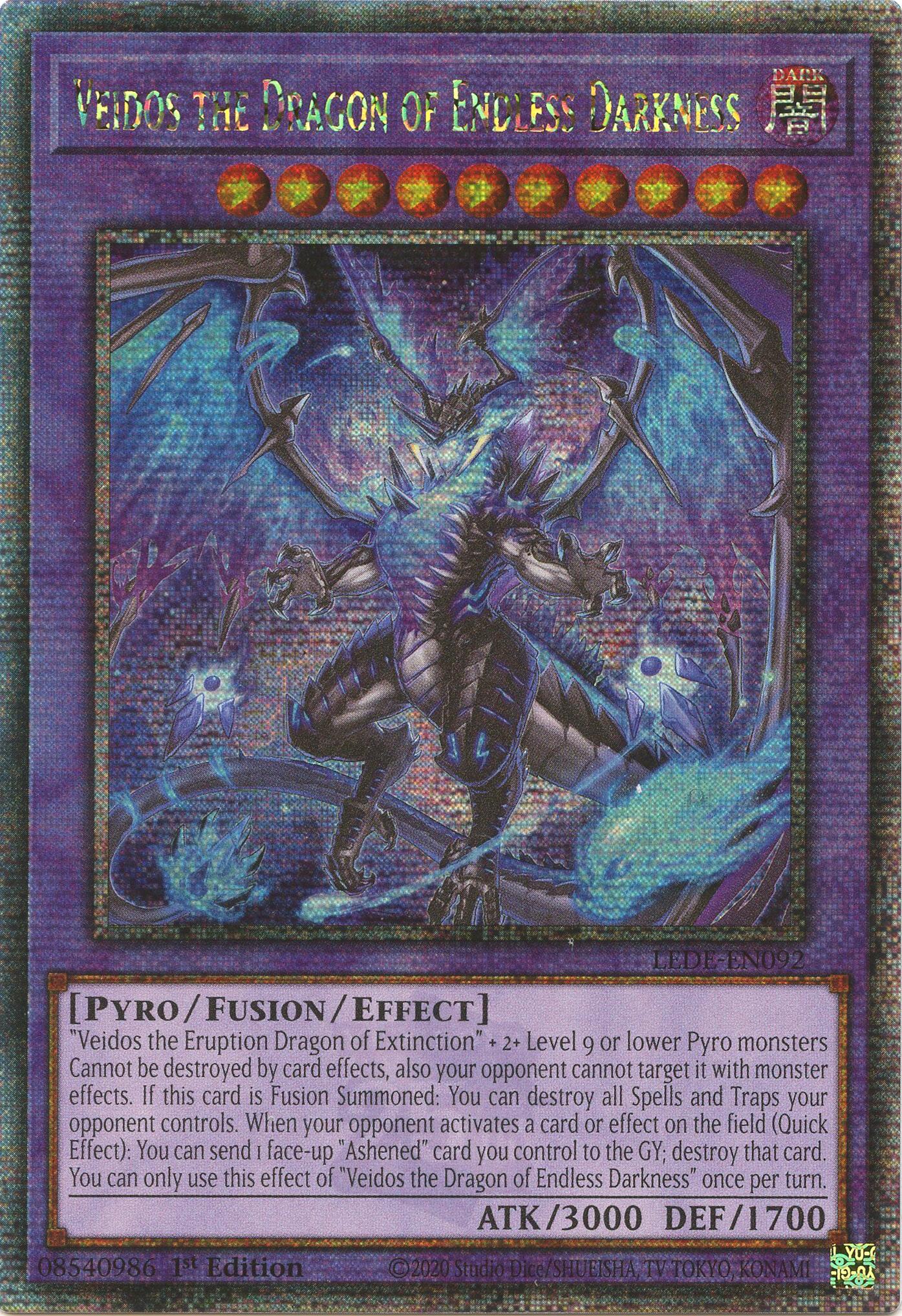Veidos the Dragon of Endless Darkness (Quarter Century Secret Rare) [LEDE-EN092] Quarter Century Secret Rare | Good Games Adelaide SA