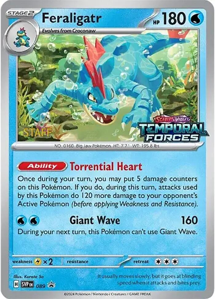 Feraligatr (089) (Staff Prerelease Promo) [Scarlet & Violet: Black Star Promos] | Good Games Adelaide SA