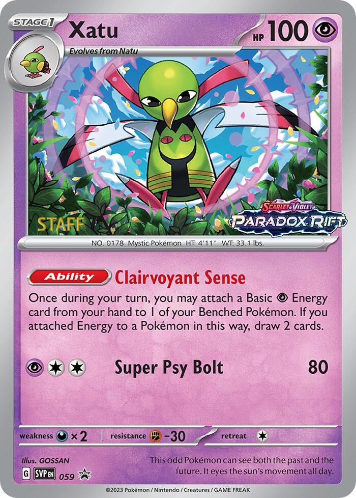 Xatu (059) (Staff Prerelease Promo) [Scarlet & Violet: Black Star Promos] | Good Games Adelaide SA
