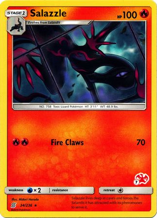 Salazzle (34/236) (Charizard Stamp #7) [Battle Academy 2020] | Good Games Adelaide SA