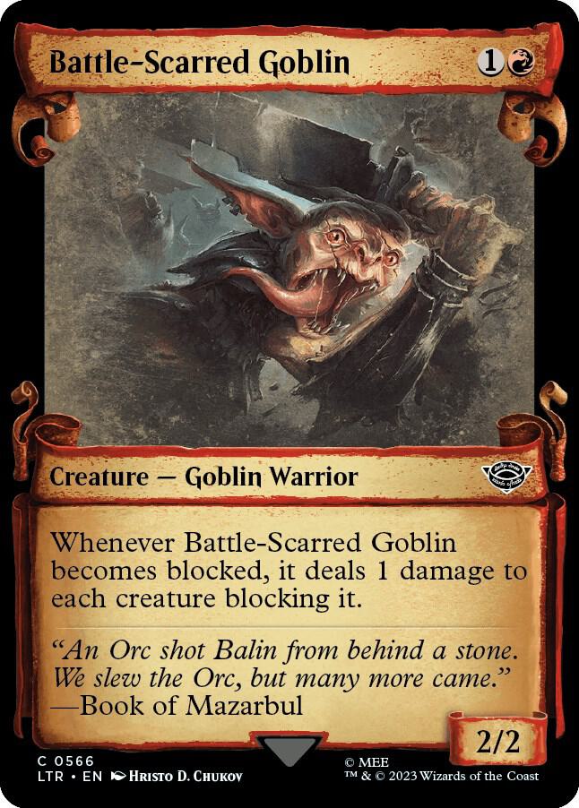 Battle-Scarred Goblin 566 (Universes Beyond: The Lord of the Rings: Tales of Middle-earth)  - Showcase Scroll | Good Games Adelaide SA