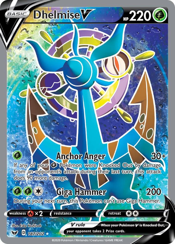 Dhelmise V Full Art 187/202 (SWSH01: Sword & Shield Base Set)  - Holofoil | Good Games Adelaide SA