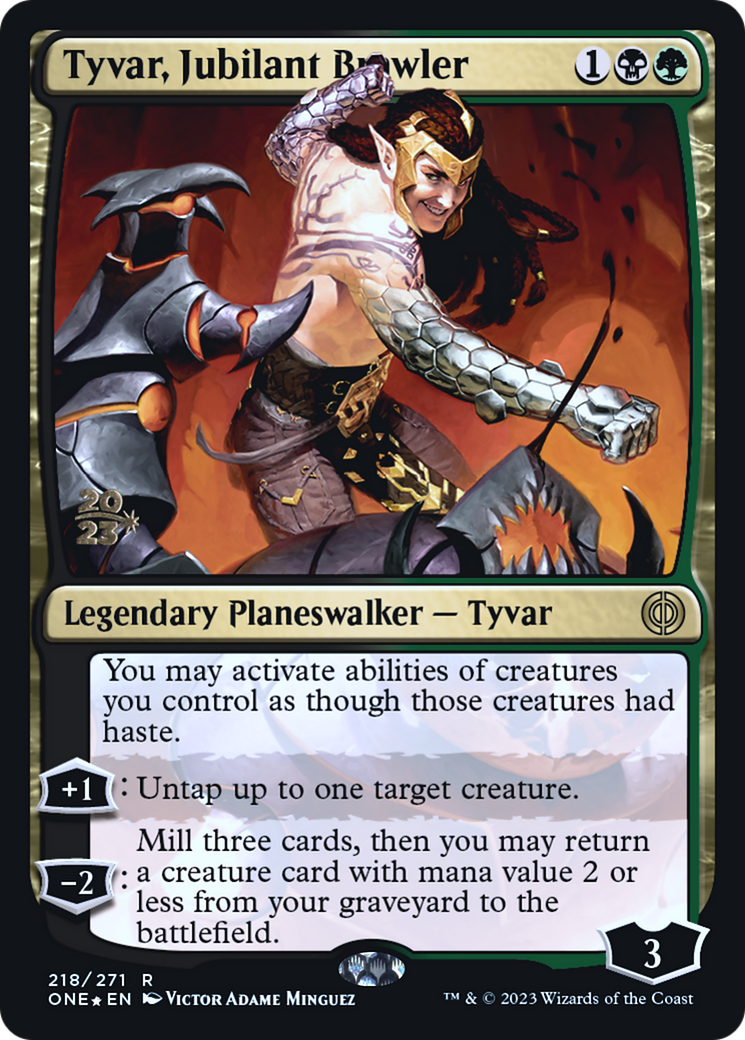 Tyvar, Jubilant Brawler [Phyrexia: All Will Be One Prerelease Promos] | Good Games Adelaide SA