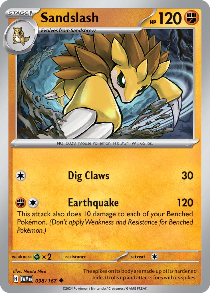 Sandslash (098/167) [Scarlet & Violet: Twilight Masquerade] | Good Games Adelaide SA