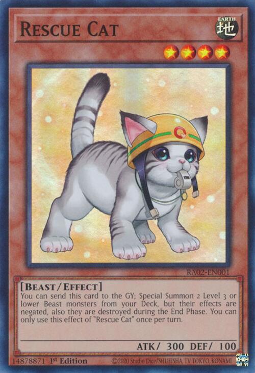 Rescue Cat (Alternate Art) [RA02-EN001] Super Rare | Good Games Adelaide SA