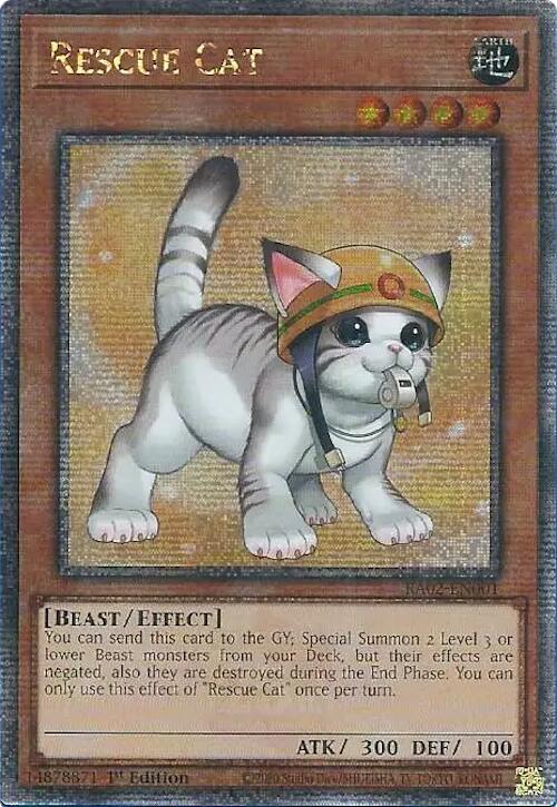 Rescue Cat (Alternate Art) (Quarter Century Secret Rare) [RA02-EN001] Quarter Century Secret Rare | Good Games Adelaide SA