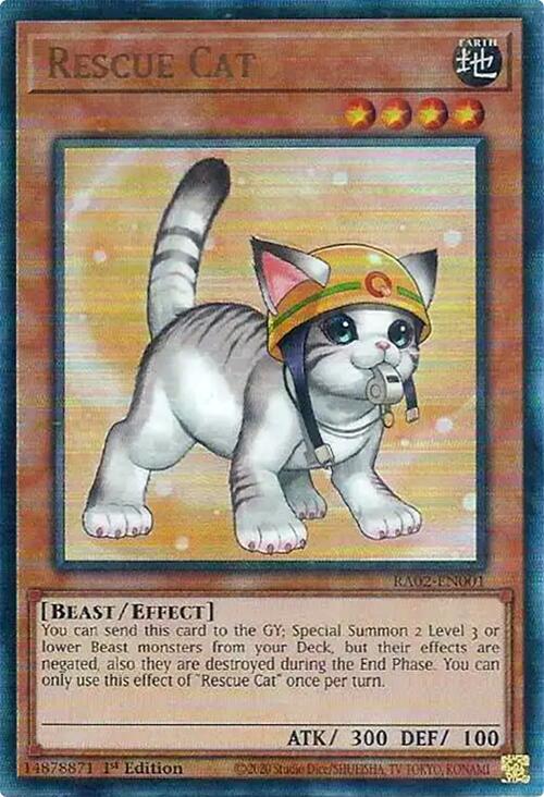 Rescue Cat (Alternate Art) (PUR) [RA02-EN001] Prismatic Ultimate Rare | Good Games Adelaide SA