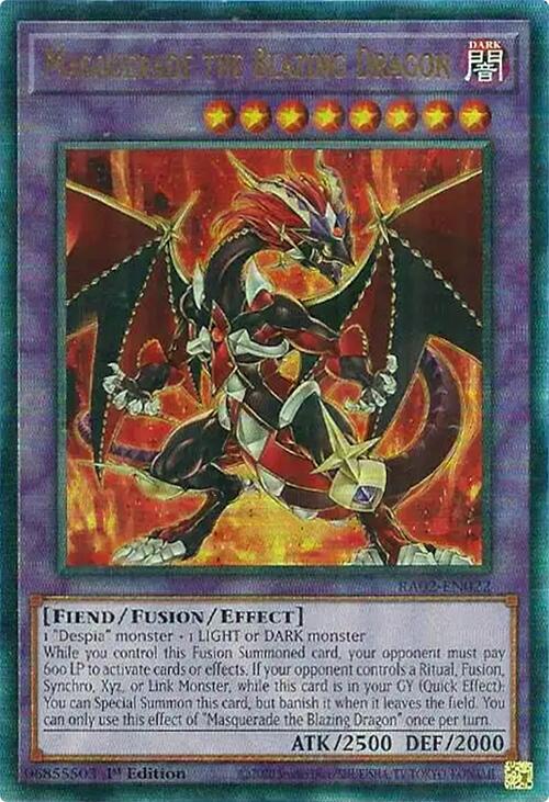Masquerade the Blazing Dragon (PUR) [RA02-EN022] Prismatic Ultimate Rare | Good Games Adelaide SA