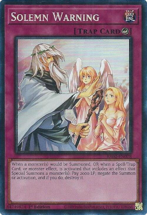 Solemn Warning (PCR) [RA02-EN078] Prismatic Collector's Rare | Good Games Adelaide SA