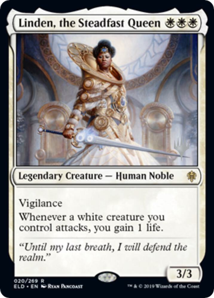 Linden the Steadfast Queen 20 (Promo Pack: Throne of Eldraine)  - Foil | Good Games Adelaide SA