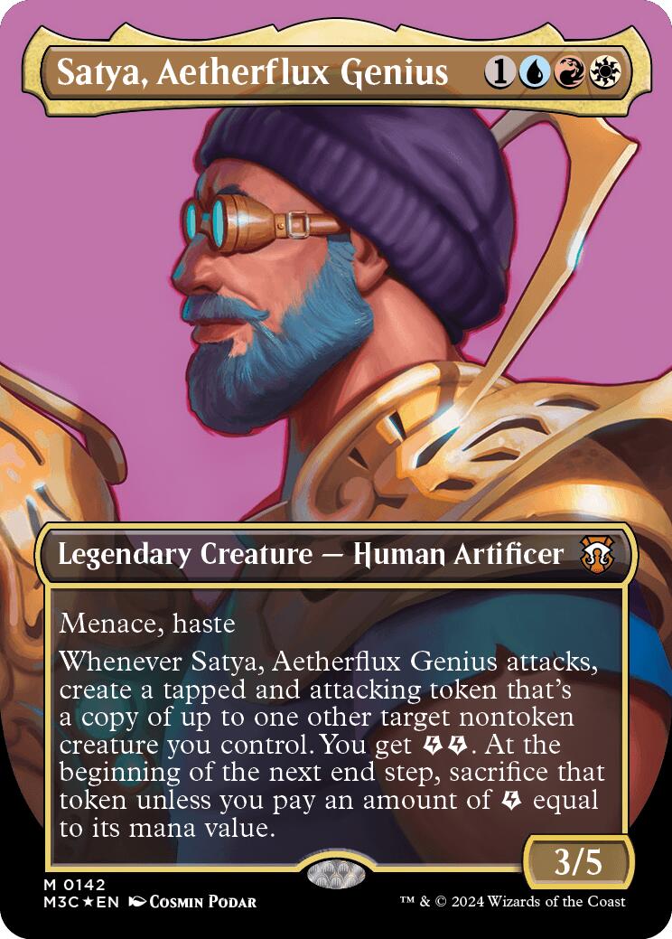 Satya, Aetherflux Genius (Borderless) (Ripple Foil) [Modern Horizons 3 Commander] | Good Games Adelaide SA
