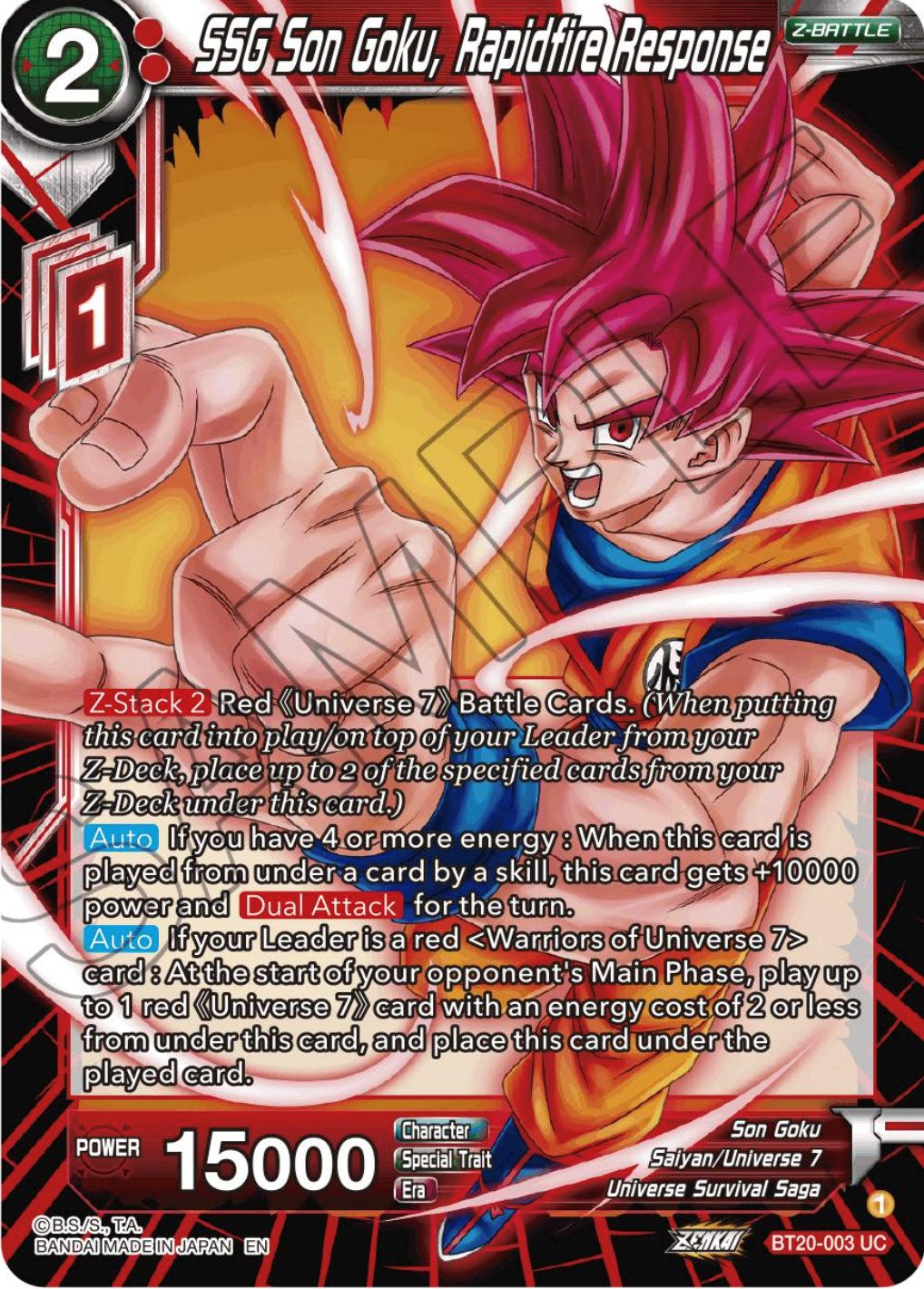 SSG Son Goku, Rapidfire Response (BT20-003) [Power Absorbed] | Good Games Adelaide SA